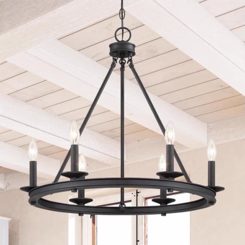 Silva Modern Candles Chandelier Black Metal Living Room/Bedroom - Lumpaz