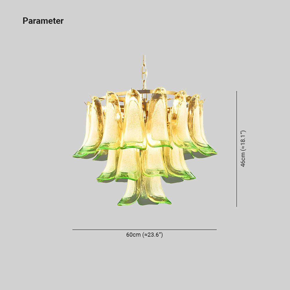 Marilyn Modern 3-Tier Stained Glass Chandelier, Green - Lumpaz