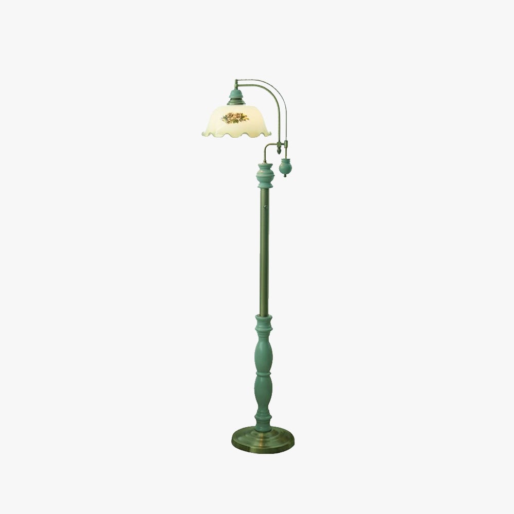 Morandi Retro Lotus Flower Shaped Metal Glass Floor Lamp - Lumpaz