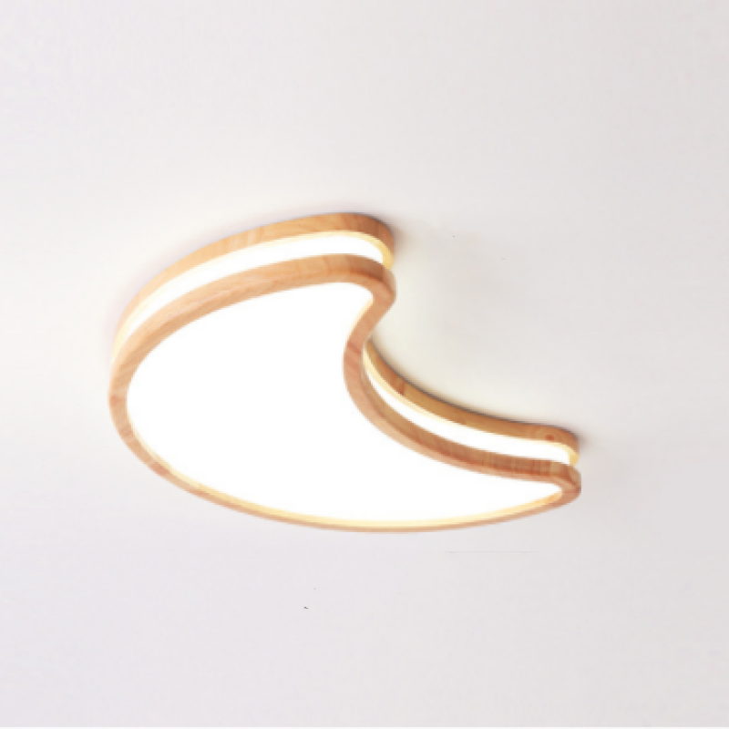 Minori Moon/Cloud/Star Shape Flush Mount Ceiling Light, Wood & Arcylic - Lumpaz