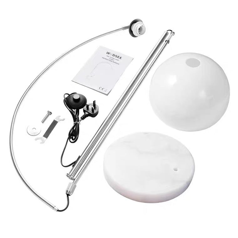 Salgado Floor Arc Lamp, Tall Floor Light, Modern, Orange/ White - Lumpaz