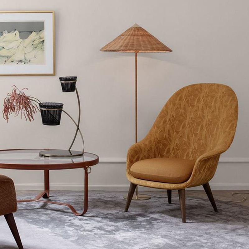 Muto Modern Metal Fabric Rattan Floor Lamp - Lumpaz