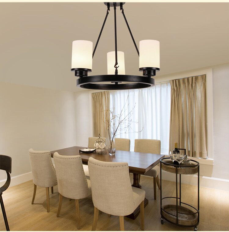 Alessio Retro Black Metal/Glass Chandelier for Living Room - Lumpaz