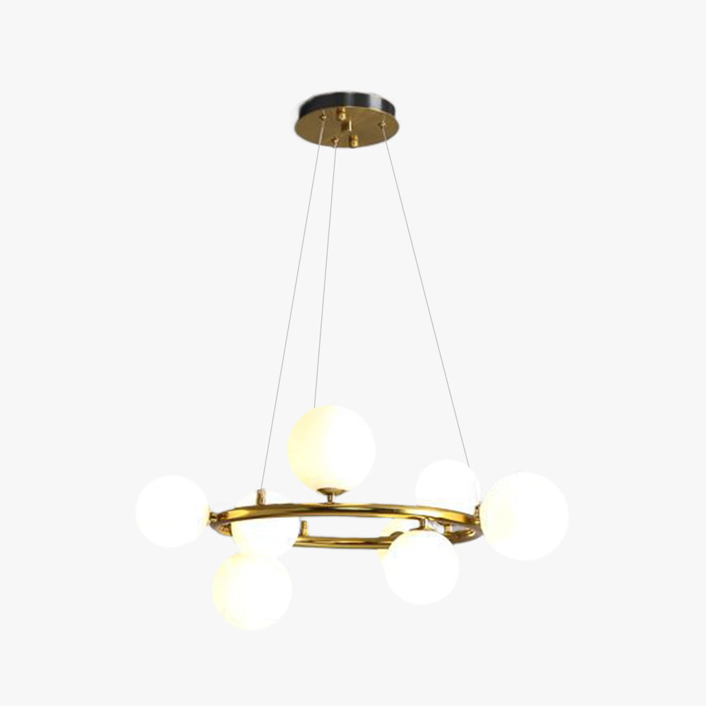 Valentina Modern Glass Globe Ring Chandelier, Gold/Black - Lumpaz