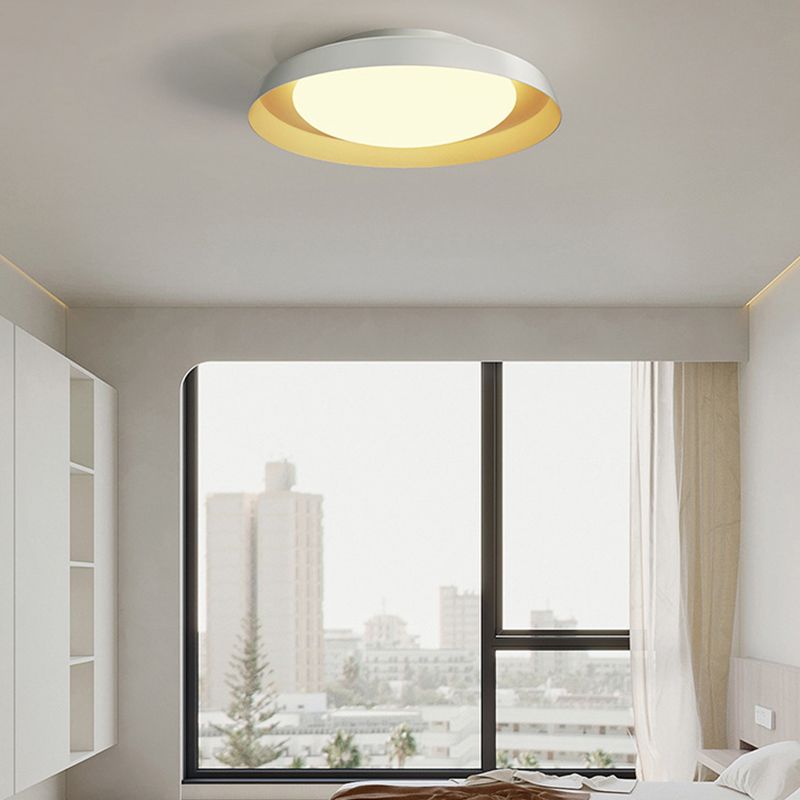 Carins Flush Mount Ceiling Light Round Retro, Metal/Acrylic, White/Black, Bedroom - Lumpaz