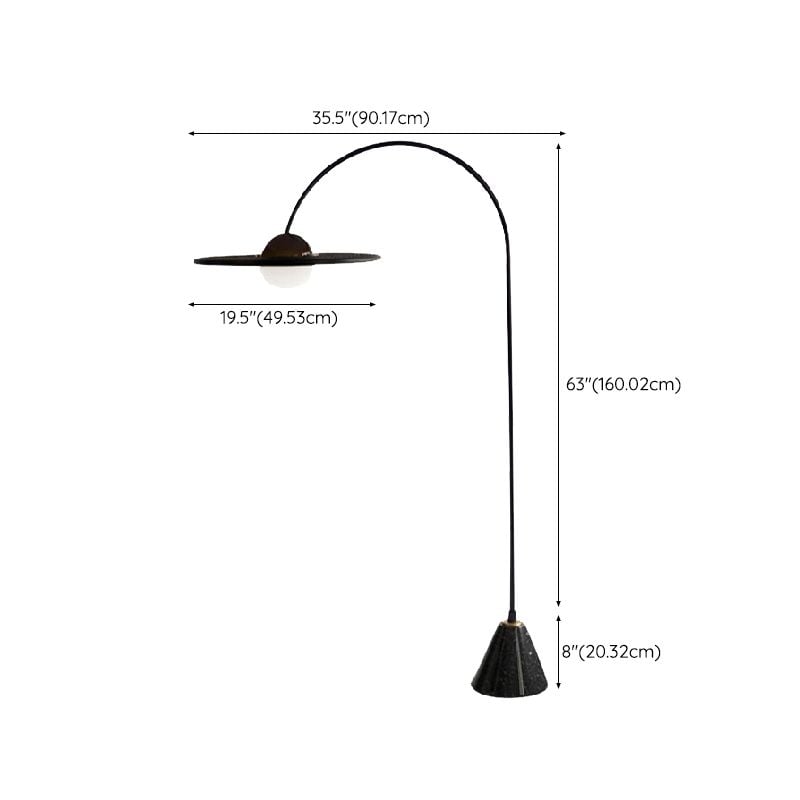 Carins Modern Arch UFO Metal Glass Floor Lamp, Black - Lumpaz