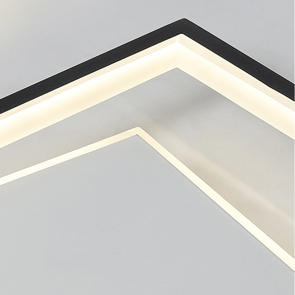 Quinn Modern Square/ Round Flush Mount Ceiling Light, Black with White - Lumpaz