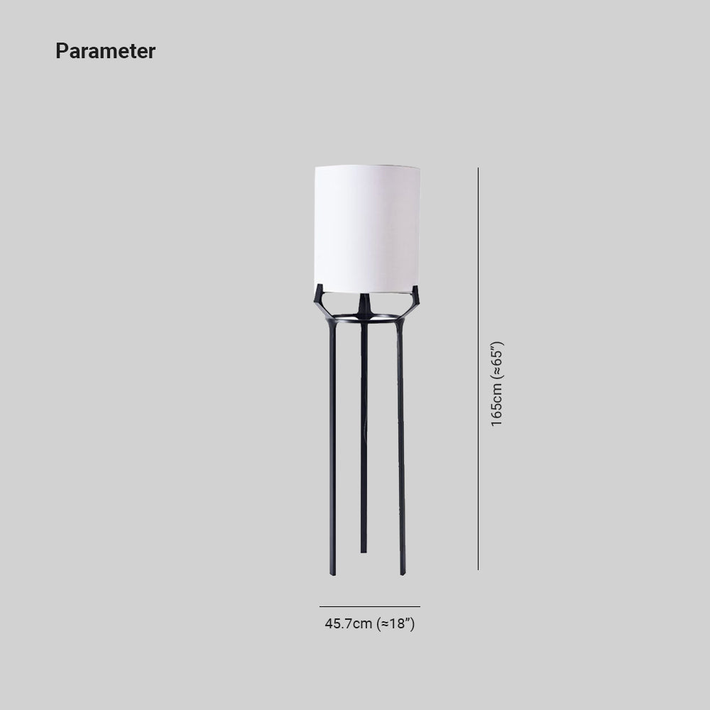 Eryn Contemporary Tripod Metal Fabric Floor Lamp, White - Lumpaz