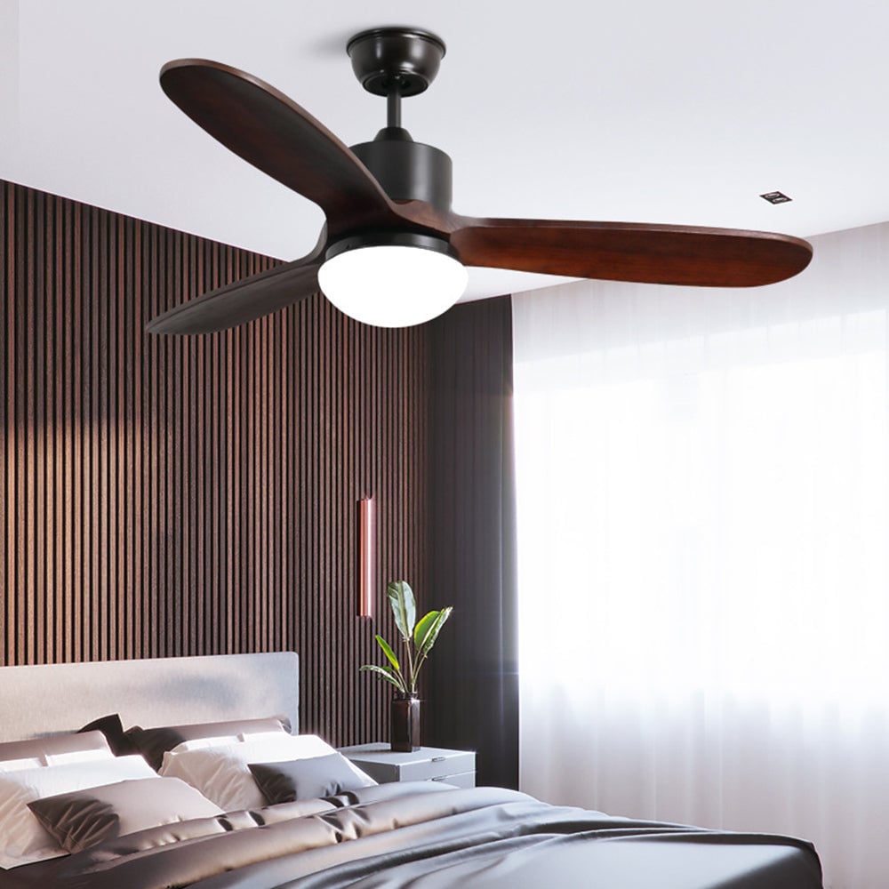 Haydn 3-Blade Modern DC Ceiling Fan, 2 Color, Metal & Wood, 52'' - Lumpaz