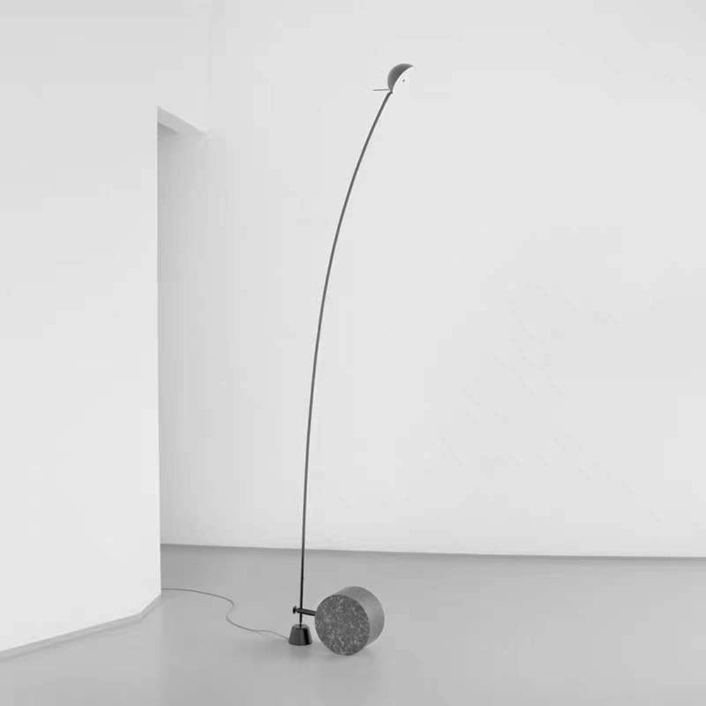 Salgado Nordic Gray Arc LED Floor Lamp, Marble & Metal - Lumpaz