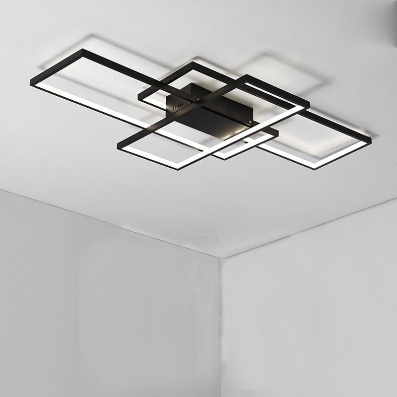 Bouvet Modern Metal Multi Rectangular Flush Mount Ceiling Light, Black/White - Lumpaz