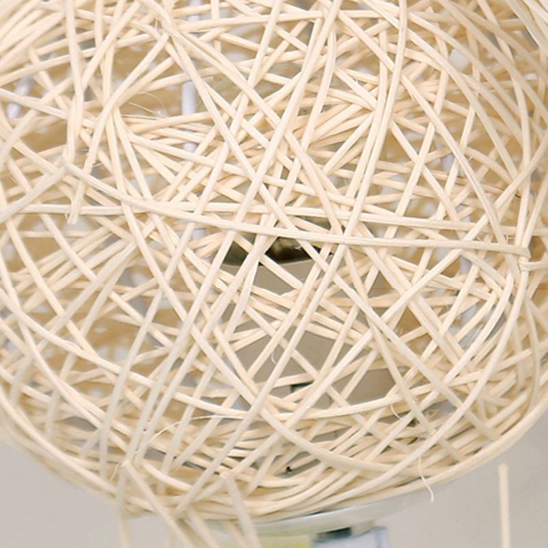 Ritta Retro Vase Wood Rattan Floor Lamp, White/Brown - Lumpaz