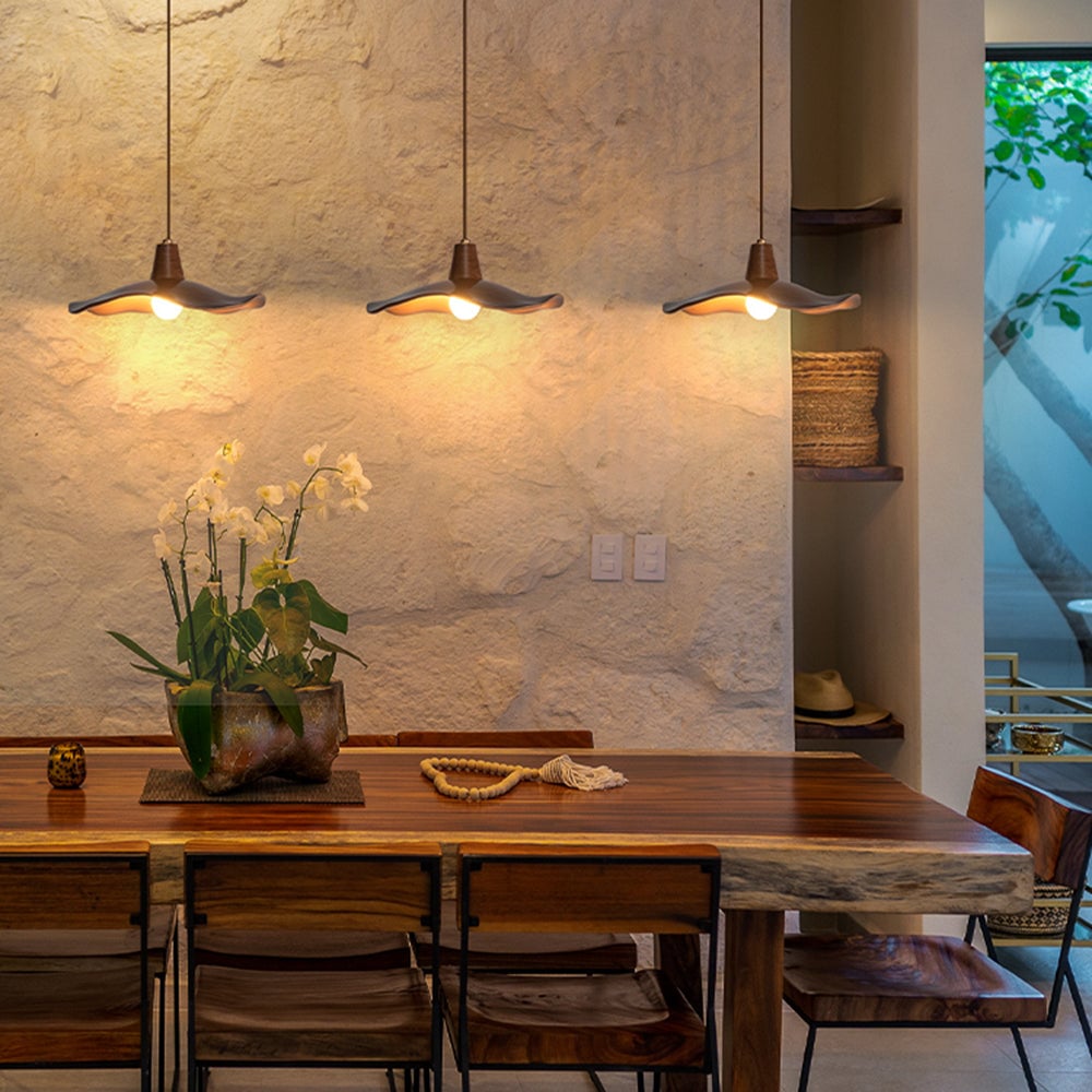 Carins Pendant Light Wave Retro, Mahogany/Resin, Dining Room - Lumpaz