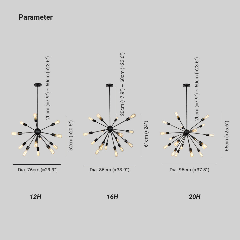 Alessio Industrial Chandelier Black Restaurant Dining Room Metal - Lumpaz