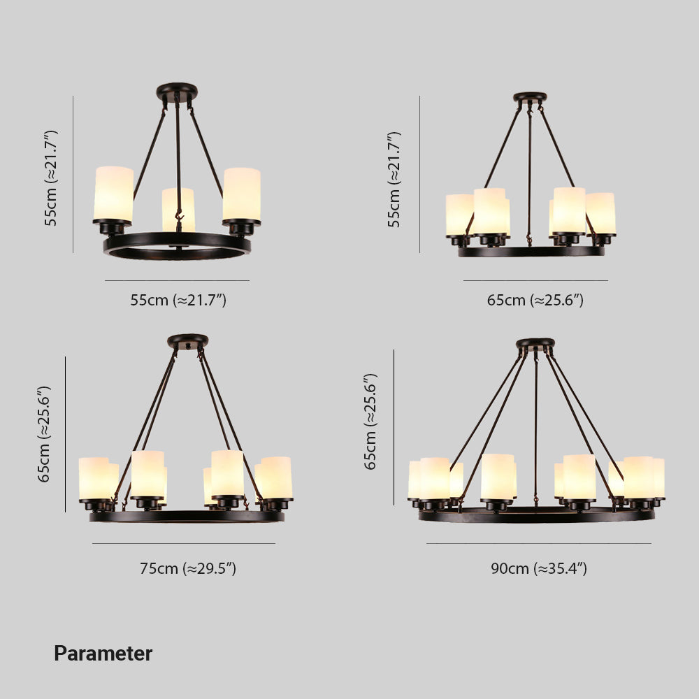 Alessio Retro Black Metal/Glass Chandelier for Living Room - Lumpaz