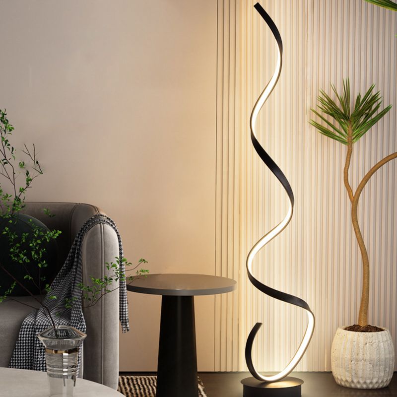 Modern Steamline Minimalist linear Floor Lamp, White/Black - Lumpaz