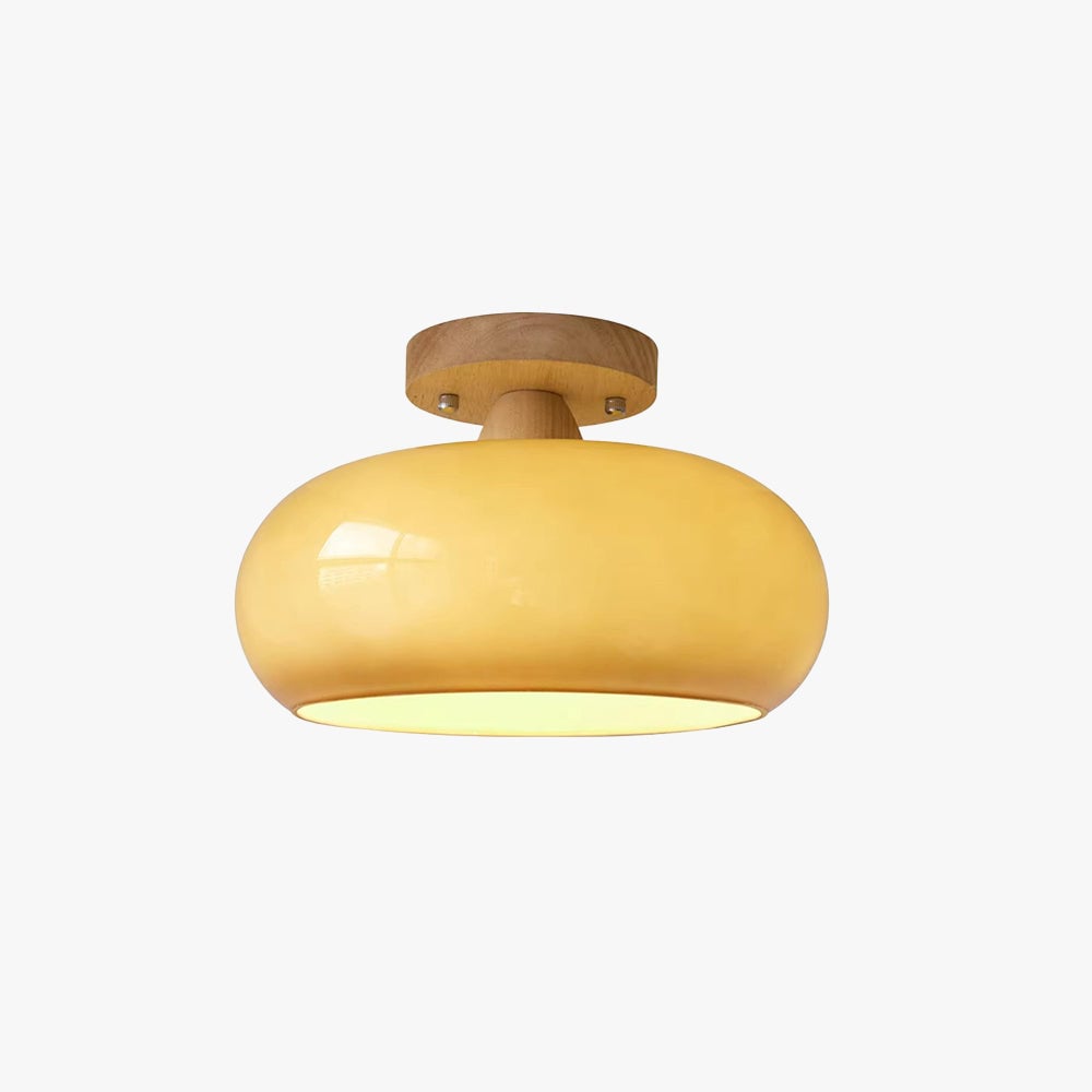 Hailie Modern LED Flush Mount Ceiling Light White Yellow Metal Living Room - Lumpaz