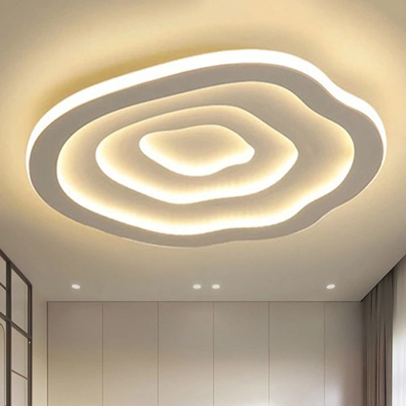 Quinn Ripple Designer Simple Flush Mount Ceiling Light, White - Lumpaz