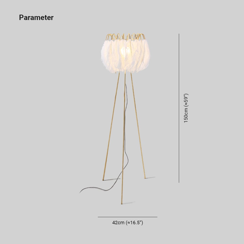 O'Moore Artistic Tripod Feather Floor Lamp, White - Lumpaz