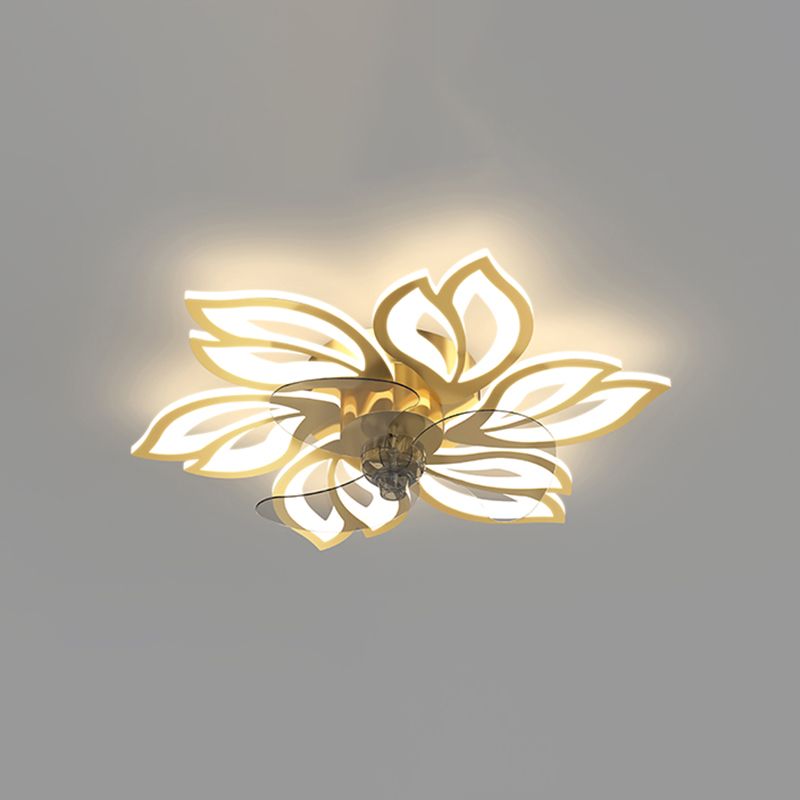 Hana Modern Flower Ceiling Fan with Light, 3 Color, L 25.5"/27"/31"/35.5" - Lumpaz