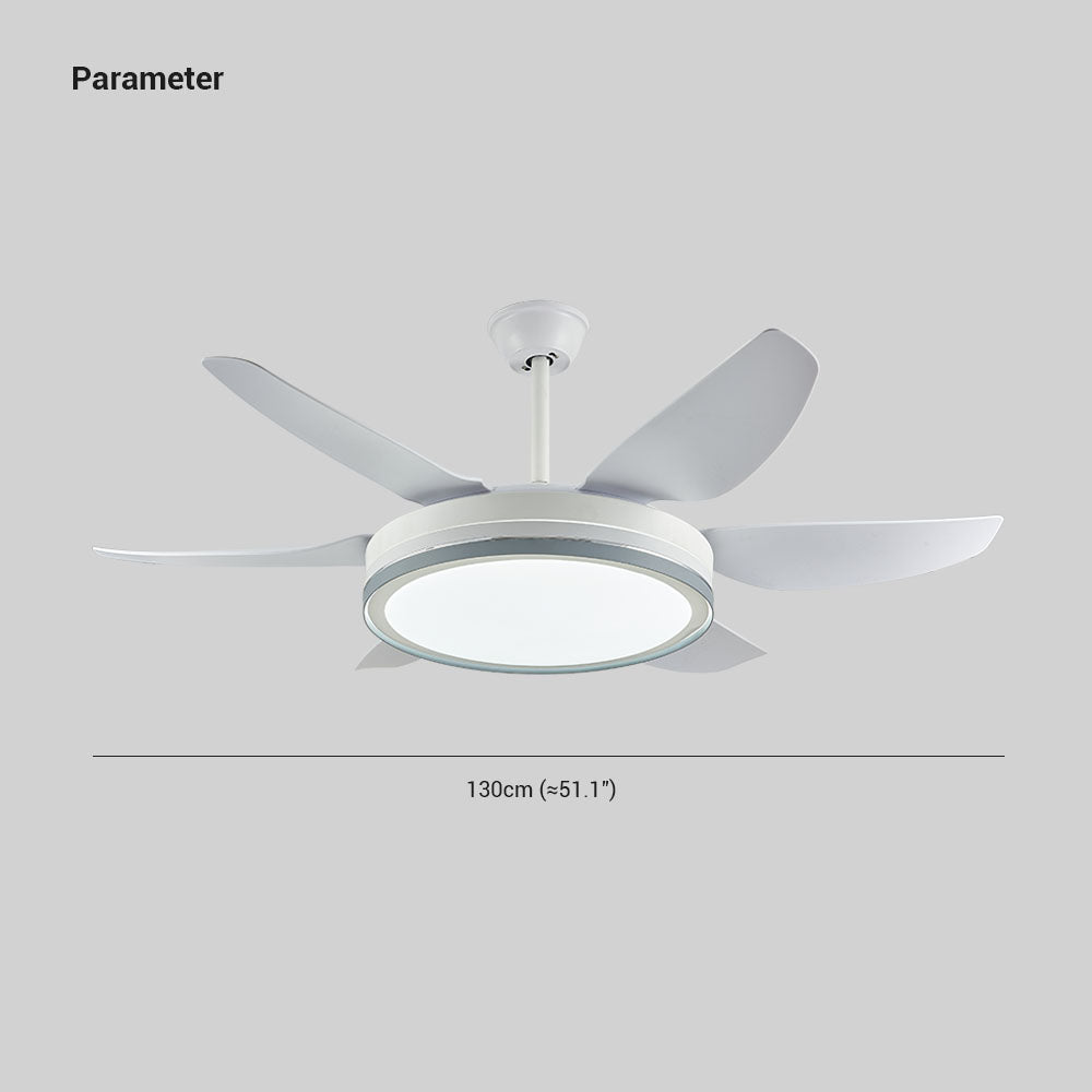 Haydn 6-Blade Modern Basic DC Ceiling Fan with Light, Black & White, 51'' - Lumpaz