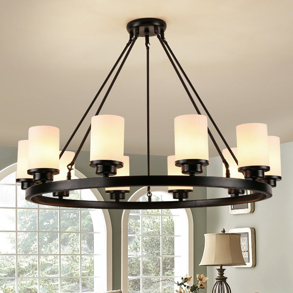 Alessio Retro Black Metal/Glass Chandelier for Living Room - Lumpaz