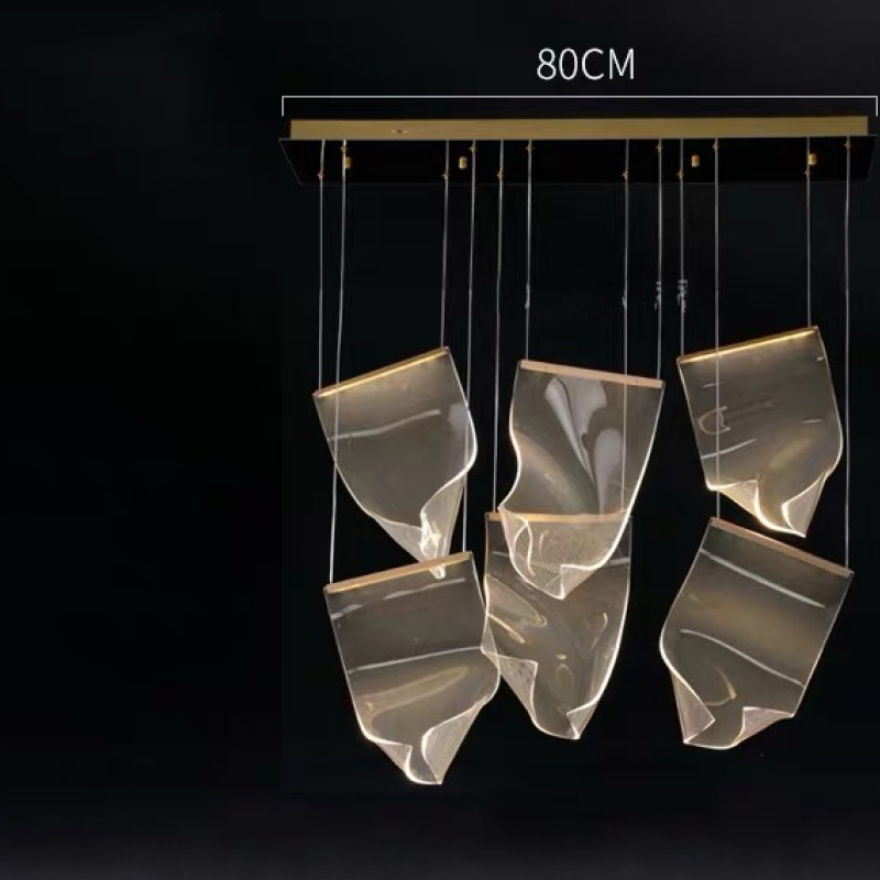 Marylin Artistic Acrylic Silk Chandelier, Gold - Lumpaz