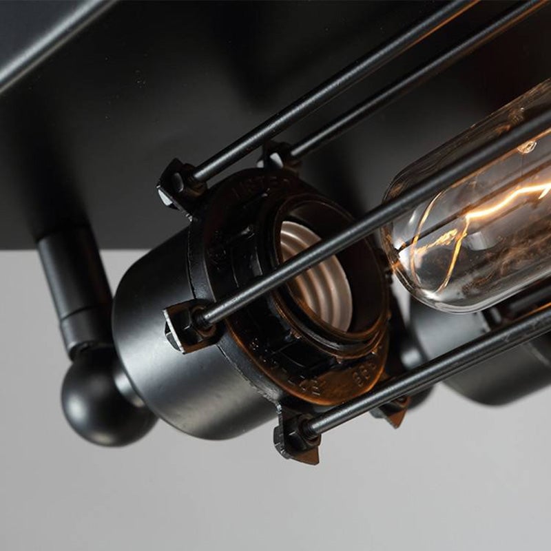 Alessio Vintage Tubed Metal Flush Mount Ceiling Light Black Living Room - Lumpaz