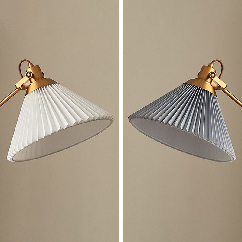 Ozawa Floor Lamp Pleated Retro, Metal/Wood, Living Room - Lumpaz