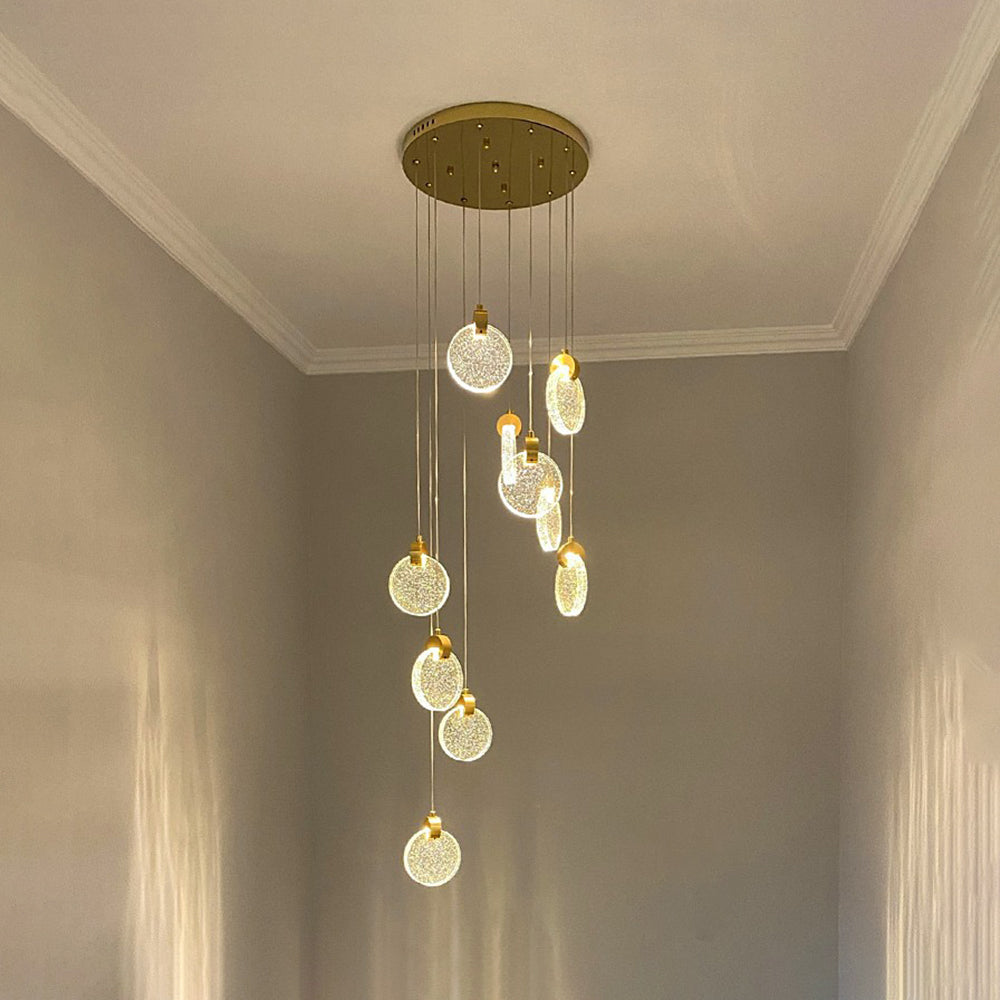 Kristy Minimalist Round  Metal/Crystal Chandelier, Gold - Lumpaz