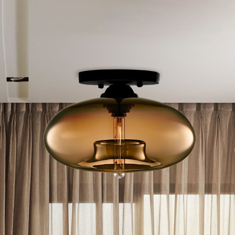 Sanna Industrial Art Deco Globe Flush Mount Ceiling Light Living Room - Lumpaz