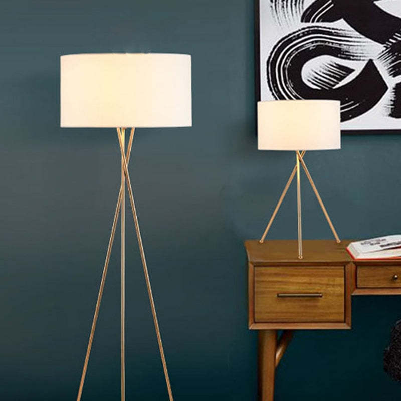 Baines Modern Tripod Floor & Table Lamp, Fabric - Lumpaz