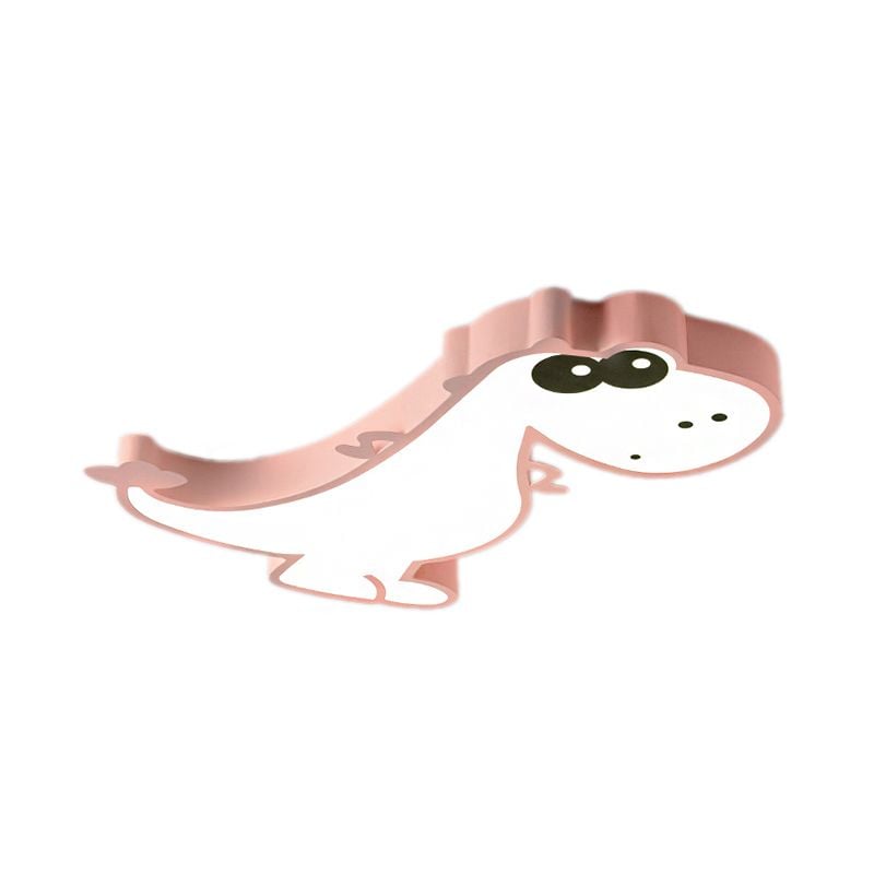 Freja Modern Cute Dragon Acrylic Children Flush Mount Ceiling Light, Green/Pink - Lumpaz