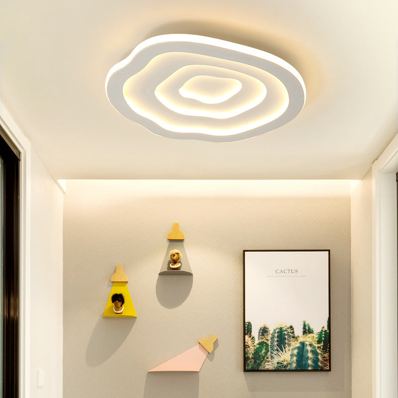 Quinn Ripple Designer Simple Flush Mount Ceiling Light, White - Lumpaz