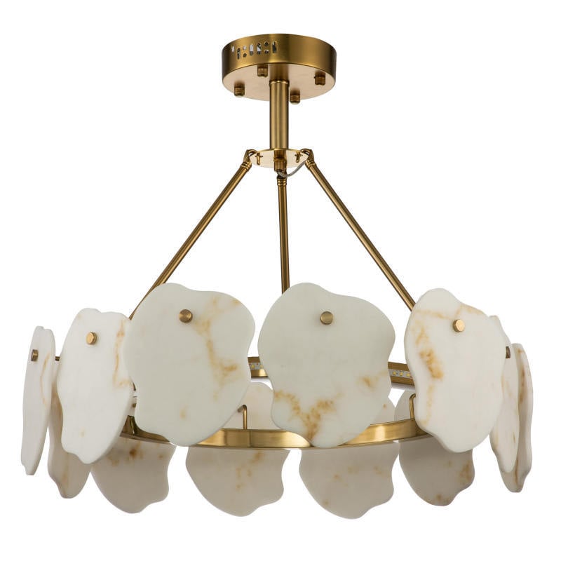 Marilyn Modern Marble Gold Round Pendant Light, Living Room - Lumpaz