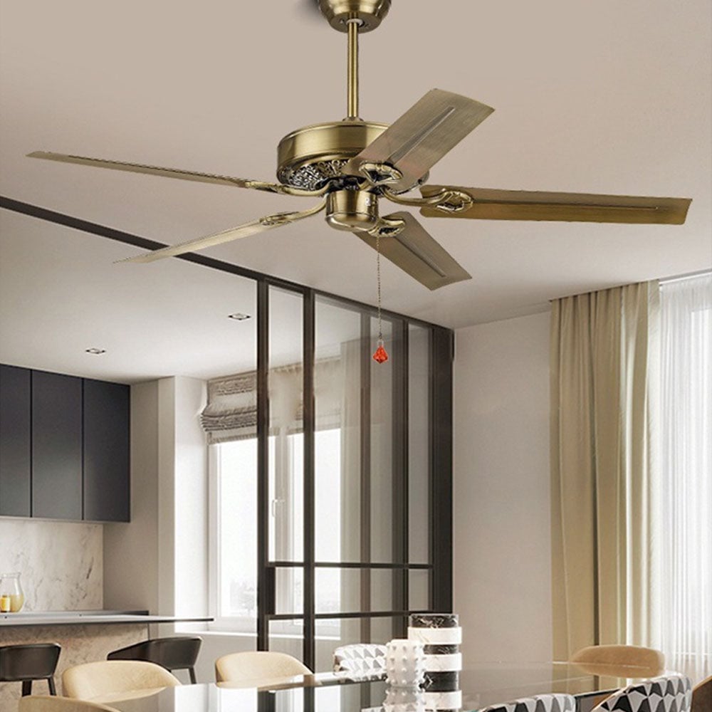 Alessio 5-Blade Cooper Industrial DC Ceiling Fan, Brass, 51'' - Lumpaz