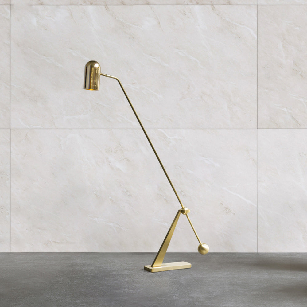 Freja Antique Vintage Lever Metal Fishing Rod Floor Lamp, Brass - Lumpaz