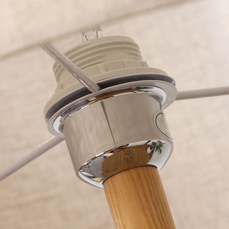 Ozawa Floor Lamp Triangle Vintage, Wooden/Fabric, Beige, Living Room - Lumpaz