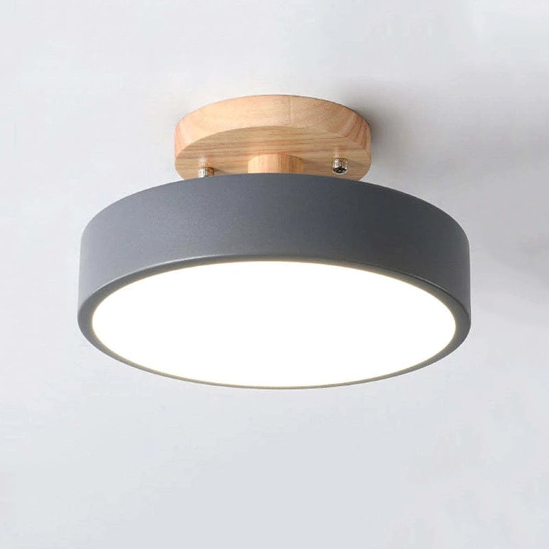 Quinn Round LED Flush Mount Ceiling Light Modern Wood/Acrylic - Lumpaz