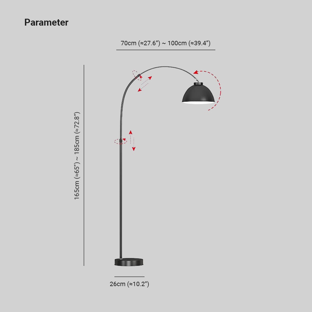Morandi Modern Arc Metal Floor Lamp, Black/Red/Yellow - Lumpaz