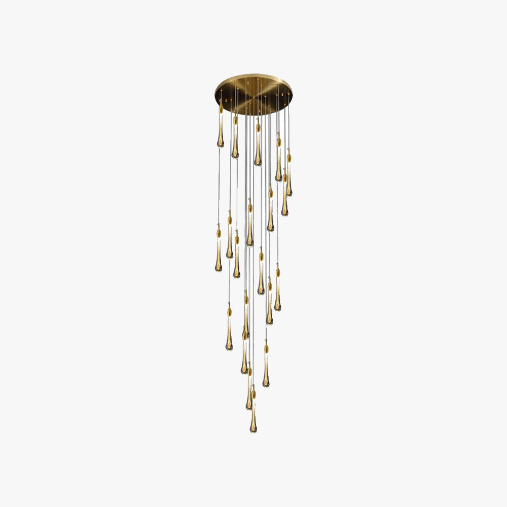 Hailie Modern Teardrop Metal Crystal Chandelier Gold Corridor - Lumpaz