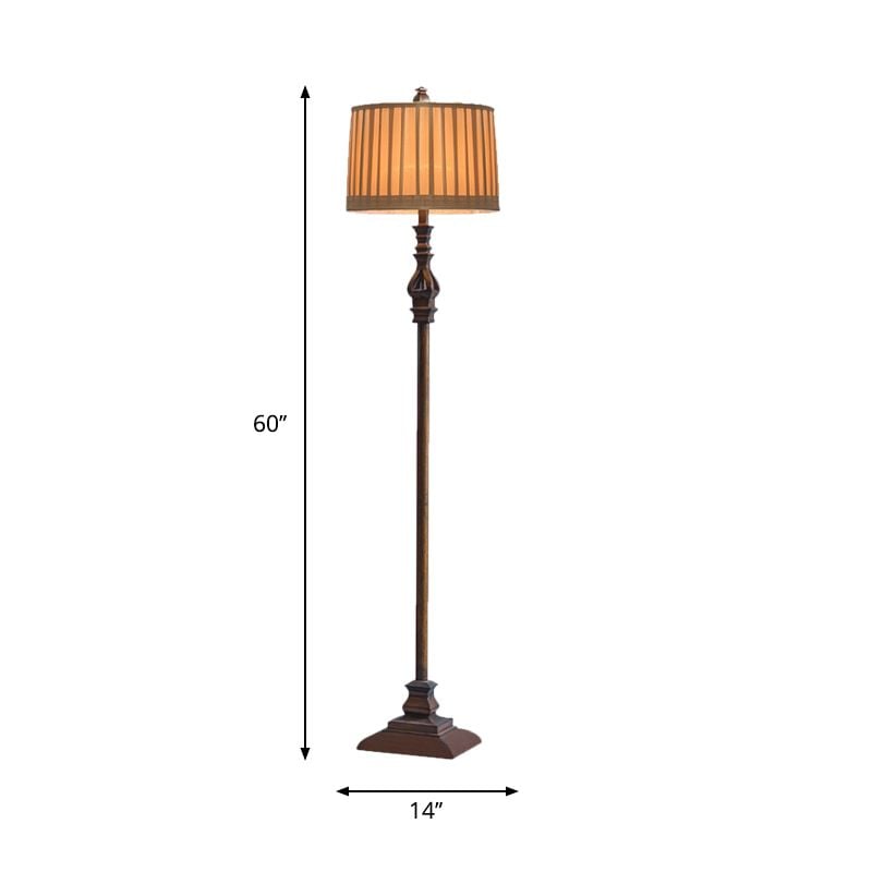 Eryn Vintage Resin/Fabric Standing Floor Lamp, Brown - Lumpaz