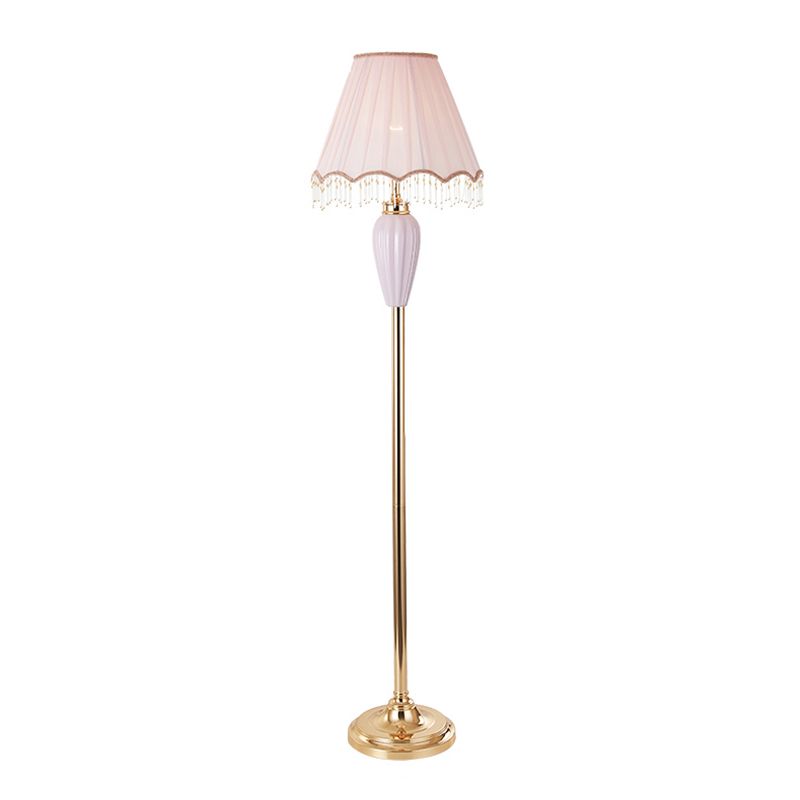 Eryn Vintage Ceramic Fabric Floor Lamp, Blue/Pink - Lumpaz