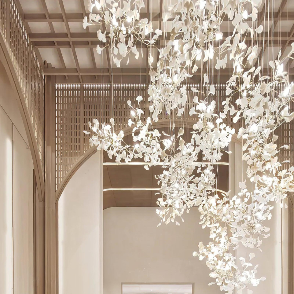 Olivia Modern Leaf Chandelier Metal/Ceramic Bedroom/Living Room - Lumpaz