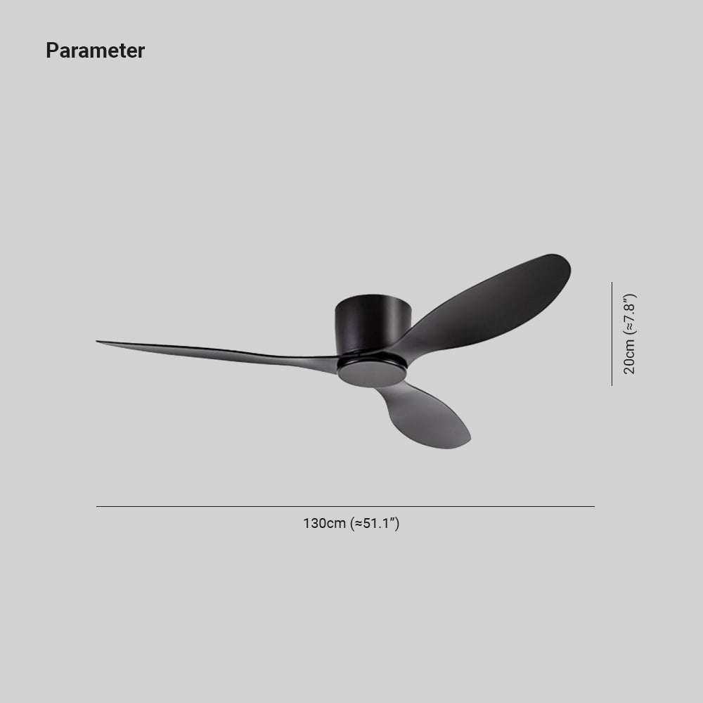 Walters 3-Blade DC Ceiling Fan, White & Black, Low Profile, 51'' - Lumpaz