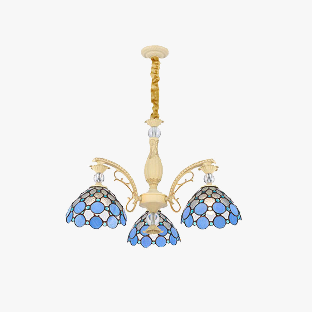 Alessio Mediterranean Branch Glass/Metal Chandelier, Blue - Lumpaz