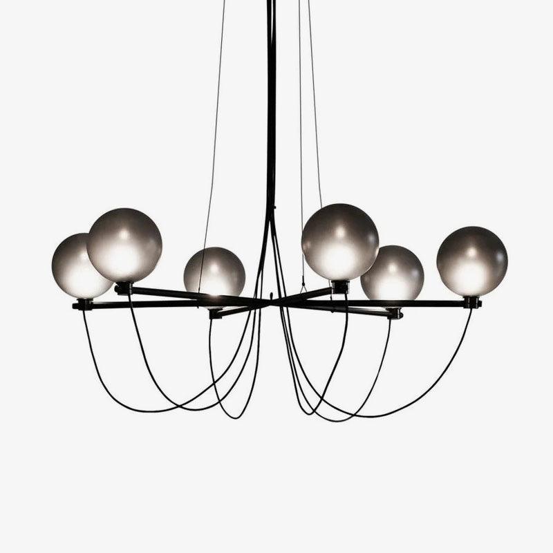 Valentina Nordic Modern Glass Ball Chandelier, Smoke Gray/Blue - Lumpaz