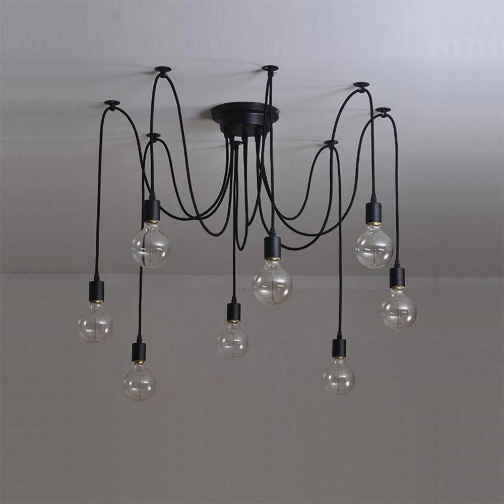 Alessio Retro Country LED Spider Chandelier, Black/White - Lumpaz