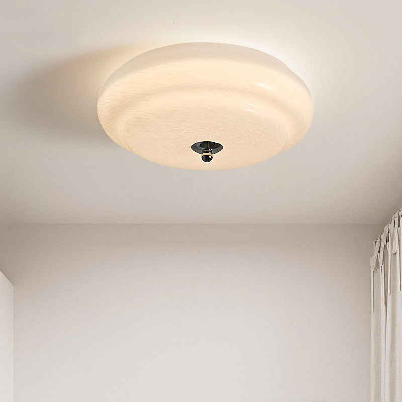 Hailie Design Circle LED Ceiling Light Metal/Glass White Bedroom/Living Room - Lumpaz