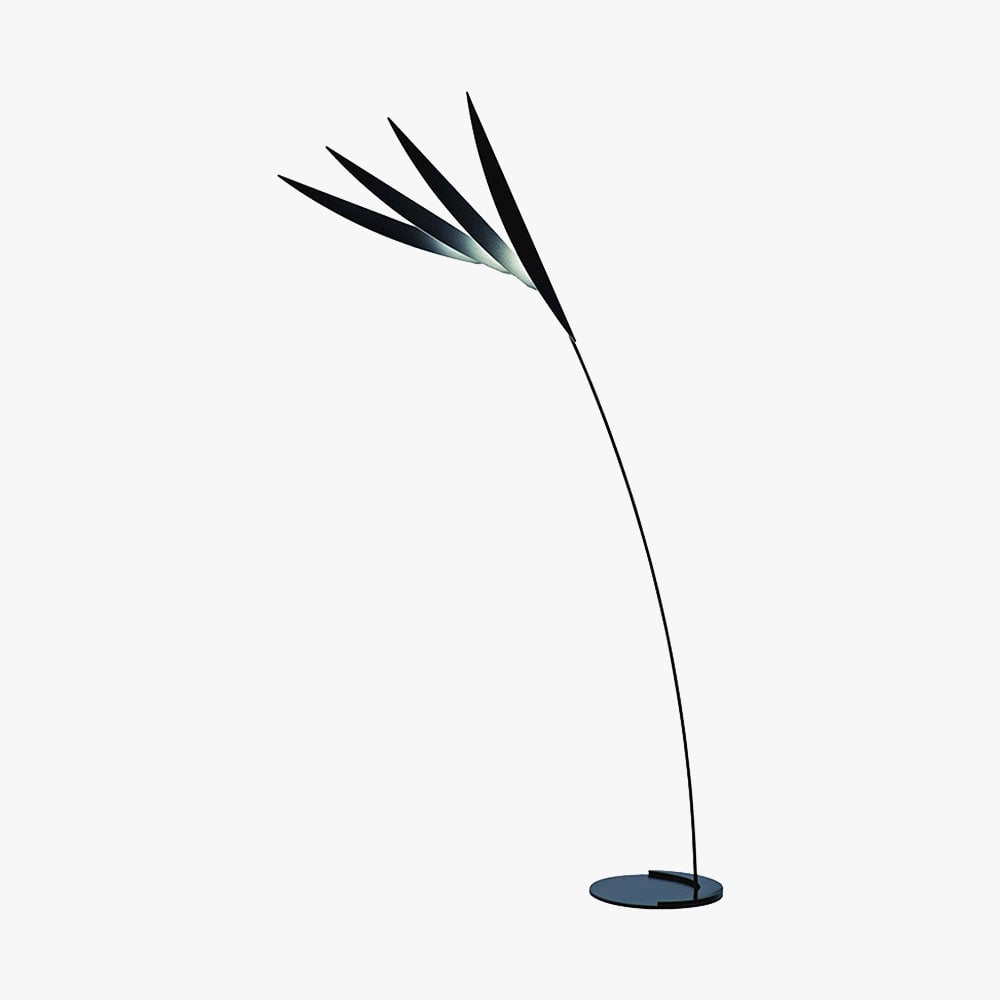 Salgado Leaf Metal/Acrylic Long Arm Floor Lamp, Living Room - Lumpaz